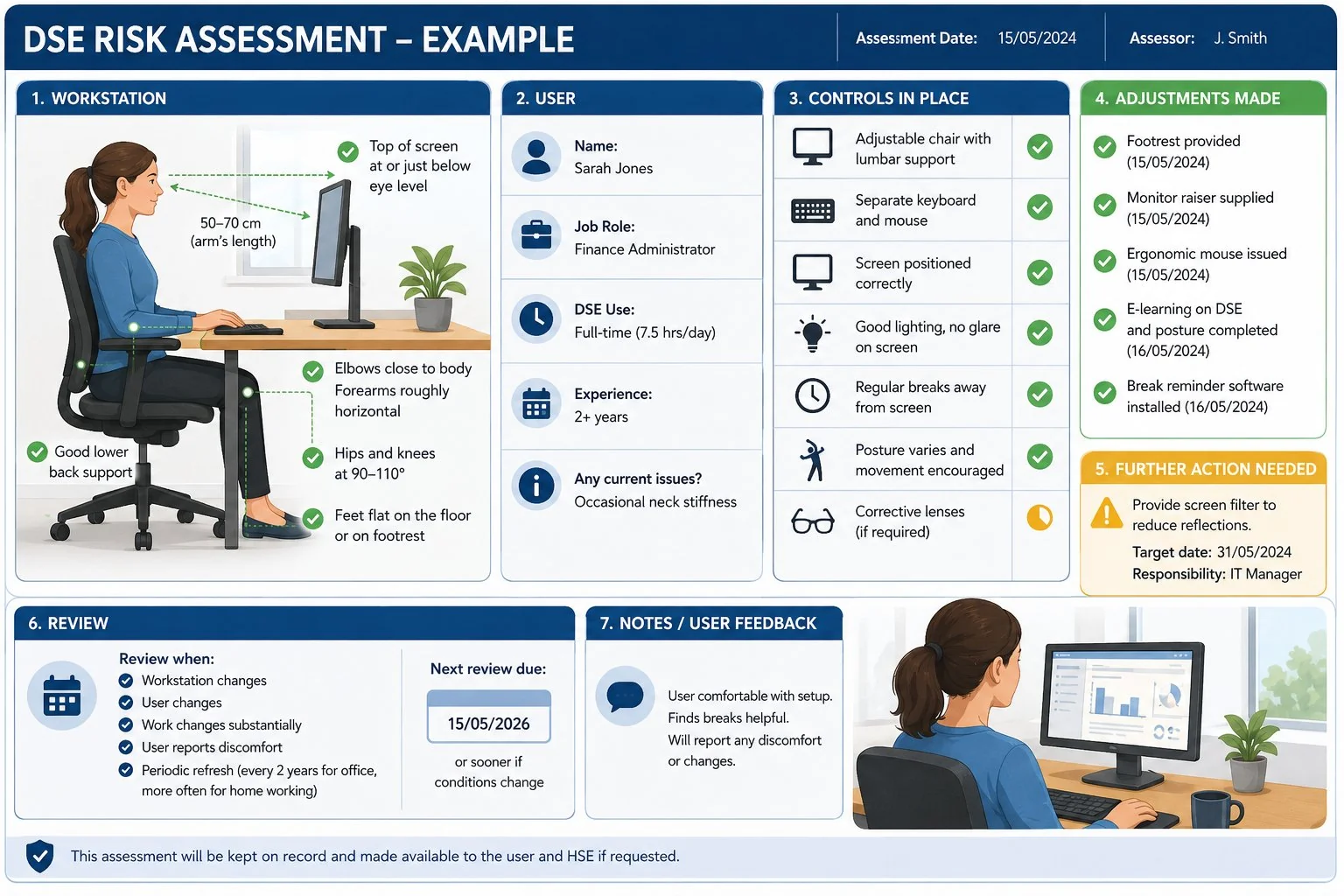 Worked example of a completed DSE risk assessment record